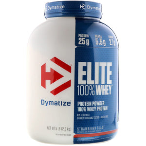 Dymatize Nutrition, Elite 100% Whey Protein Powder, Strawberry Blast, 5 lbs (2.3 kg)