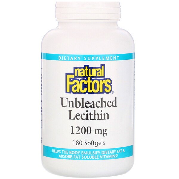 Natural Factors, Unbleached Lecithin, 1200 mg, 180 Softgels