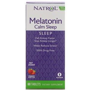 Natrol, Melatonin Calm Sleep, Fast Dissolve, Strawberry Flavor, 60 Tablets