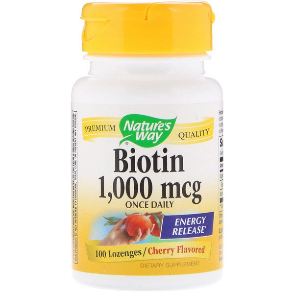 Nature's Way, Biotin, Cherry Flavored, 1,000 mcg, 100 Lozenges