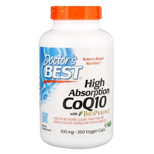 Doctor's Best, High Absorption CoQ10 with BioPerine, 100 mg, 360 Veggie Caps