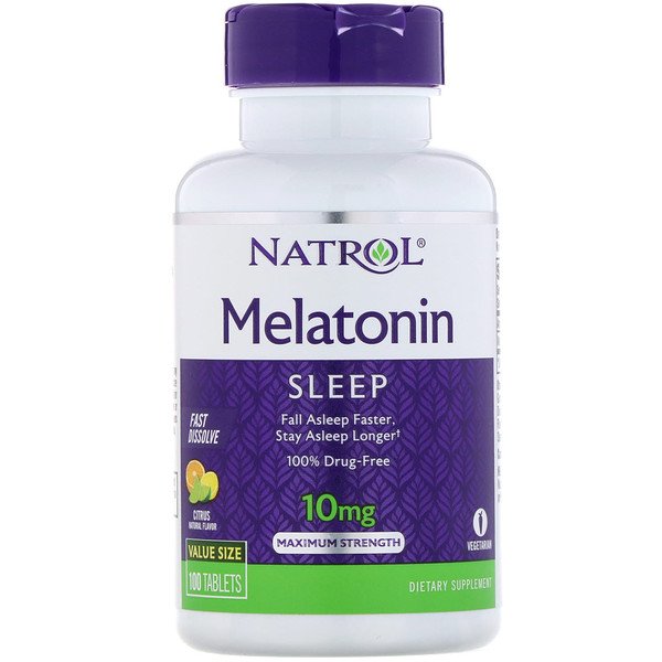 Natrol, Melatonin, Maximum Strength, Citrus Flavor , 10 mg, 100 Tablets