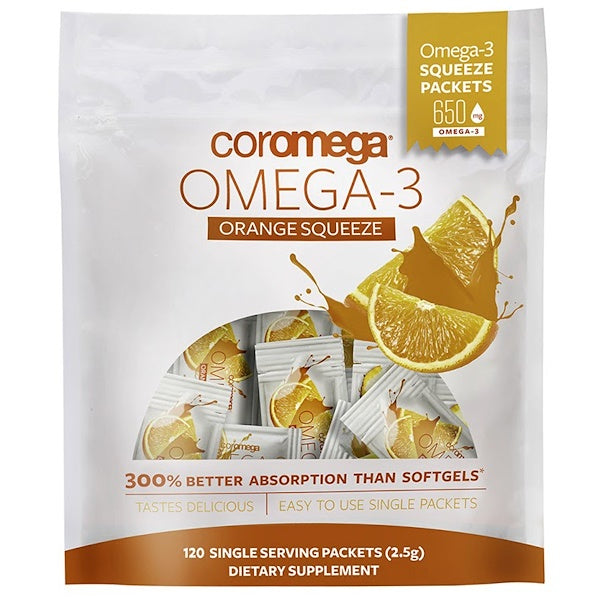 Coromega, Omega-3, Orange Squeeze, 120 Packets, (2.5 g) Each