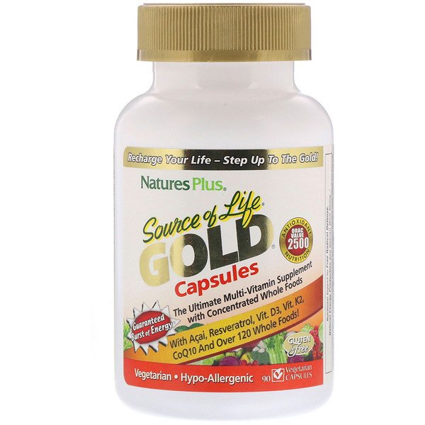 Nature's Plus, Source of Life, Gold Capsules, 90 Vegetarian Capsules