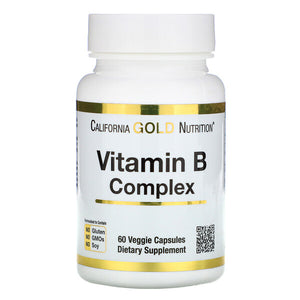 California Gold Nutrition, B-Complex, Essential B Vitamin Complex, 60 Veggie Capsules