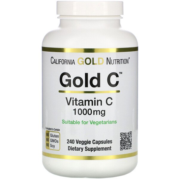 California Gold Nutrition, Gold C, Vitamin C, 1,000 mg, 240 Veggie Capsules