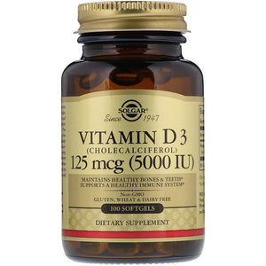 Solgar, Vitamin D3 (Cholecalciferol), 125 mcg (5,000 IU), 100 Softgels