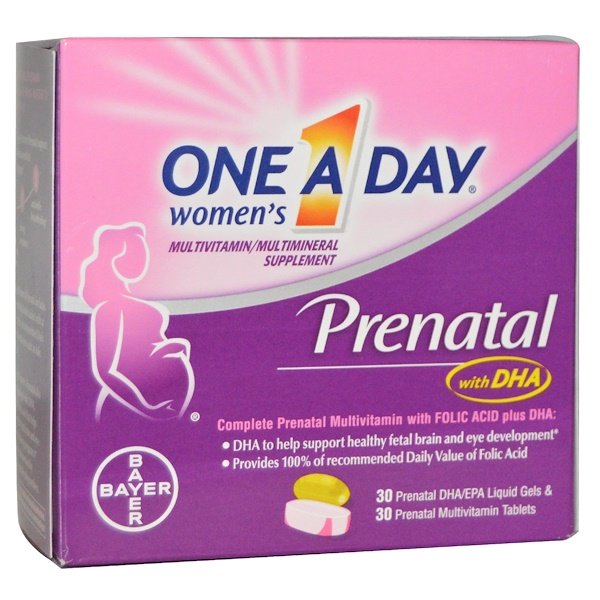 One-A-Day, Women's Prenatal, with DHA, 2 Bottles, 30 Liquid Gels/30 Tablets