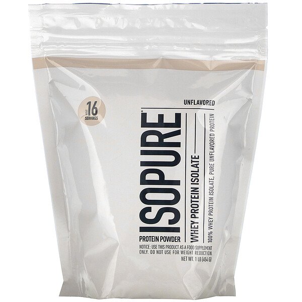 Isopure, Whey Protein Isolate, Protein Powder, Unflavored, 1 lb (454 g)