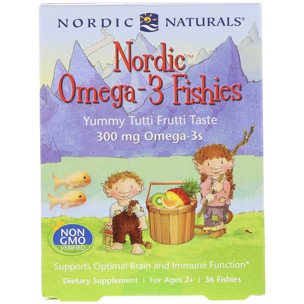 Nordic Naturals, Nordic Omega-3 Fishies,  For Ages 2+, Yummy Tutti Frutti Taste, 300 mg, 36 Fishies