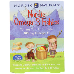 Nordic Naturals, Nordic Omega-3 Fishies,  For Ages 2+, Yummy Tutti Frutti Taste, 300 mg, 36 Fishies