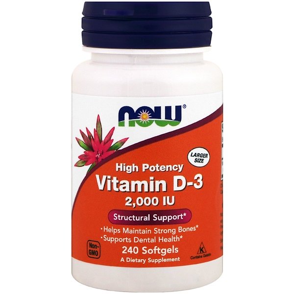 Now Foods, Vitamin D-3 High Potency, 2,000 IU, 240 Softgels