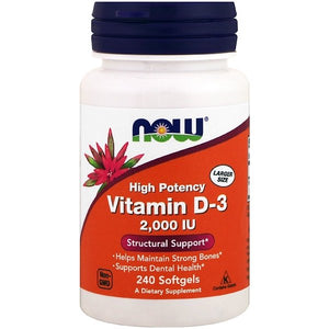 Now Foods, Vitamin D-3 High Potency, 2,000 IU, 240 Softgels