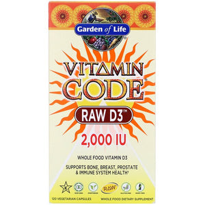 Garden of Life, Vitamin Code, RAW D3, 2,000 IU, 120 Vegetarian Capsules