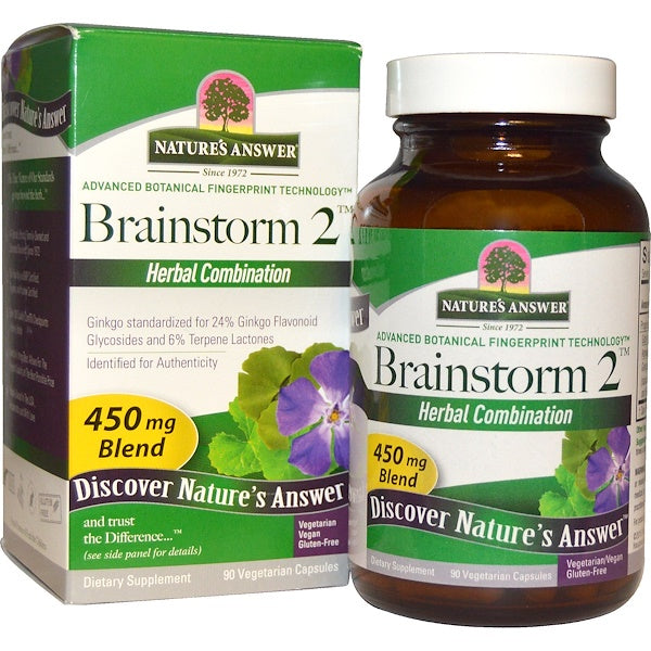 Nature's Answer, Brainstorm 2, Herbal Combination, 450 mg, 90 Vegetarian Capsules