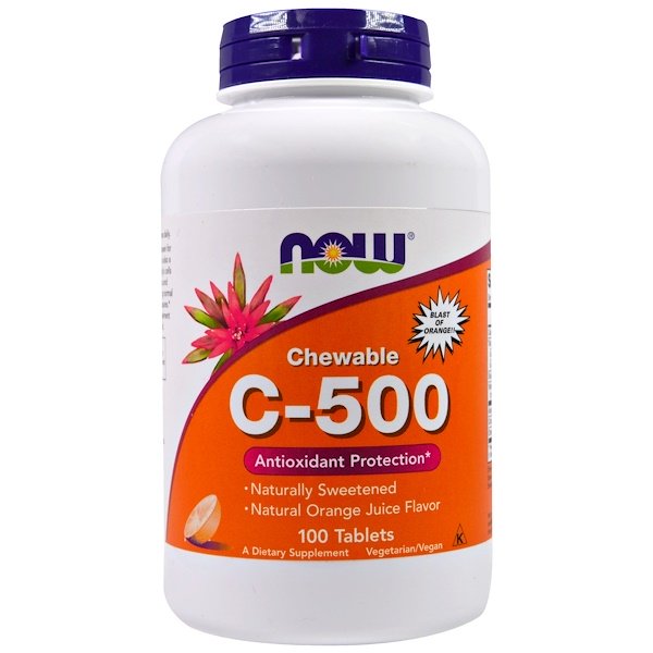 Now Foods, Chewable C-500, Orange Juice Flavor, 100 Tablets