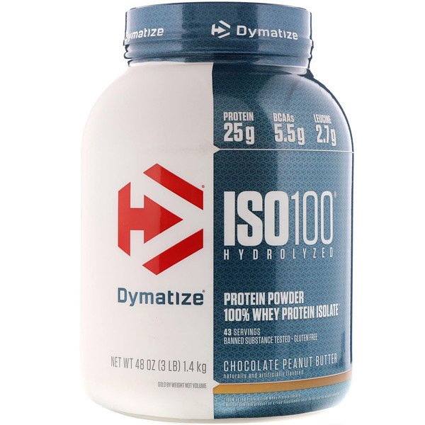 Dymatize Nutrition, ISO 100 Hydrolyzed, 100% Whey Protein Isolate, Chocolate Peanut Butter, 3 lb (1.4 kg)