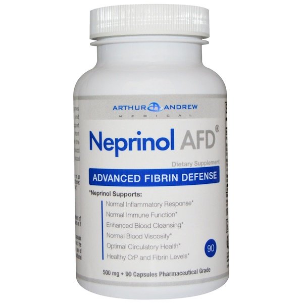 Arthur Andrew Medical, Neprinol AFD, Advanced Fibrin Defense, 500 mg, 90 Capsules