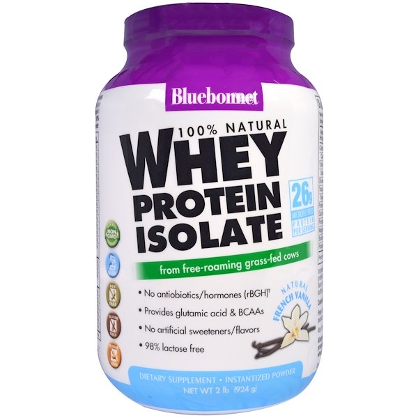 Bluebonnet Nutrition, 100% Natural Whey Protein Isolate, Natural French Vanilla, 2 lbs (924 g)