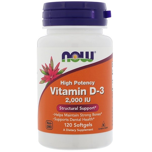 Now Foods, Vitamin D-3 High Potency , 2,000 IU, 120 Softgels