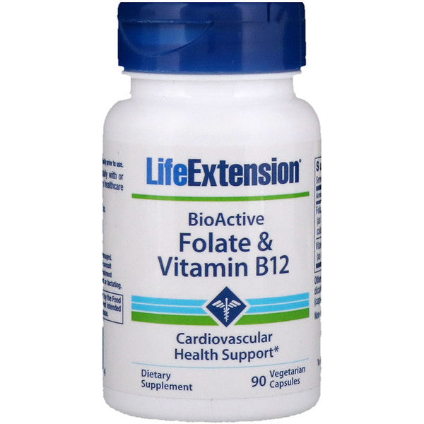 Life Extension, BioActive, Folate & Vitamin B12, 90 Vegetarian Capsules