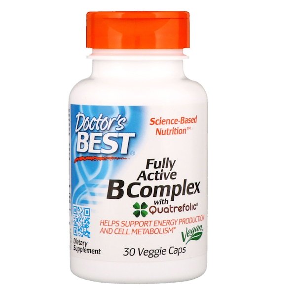 Doctor's Best, Fully Active B Complex with Quatrefolic, 30 Veggie Caps