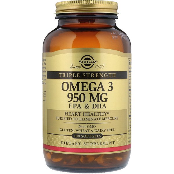 Solgar, Omega-3, EPA & DHA, Triple Strength, 950 mg, 100 Softgels