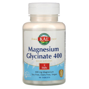 KAL, Magnesium Glycinate 400, 400 mg, 90 Tablets