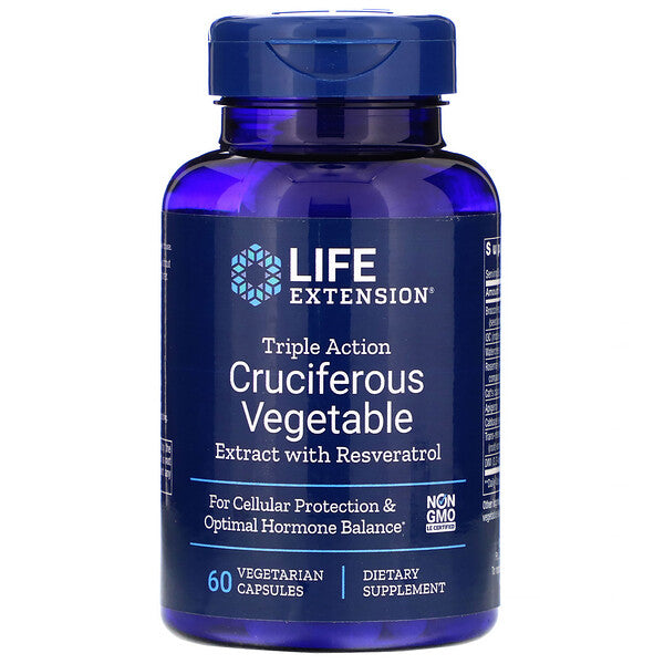 Life Extension, Triple Action Cruciferous Vegetable Extract with Resveratrol, 60 Vegetarian Capsules