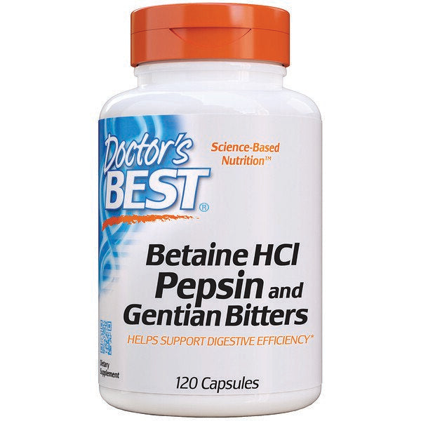 Doctor's Best, Betaine HCL Pepsin & Gentian Bitters, 120 Capsules