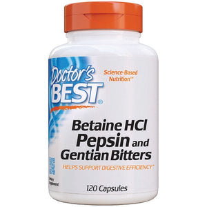 Doctor's Best, Betaine HCL Pepsin & Gentian Bitters, 120 Capsules