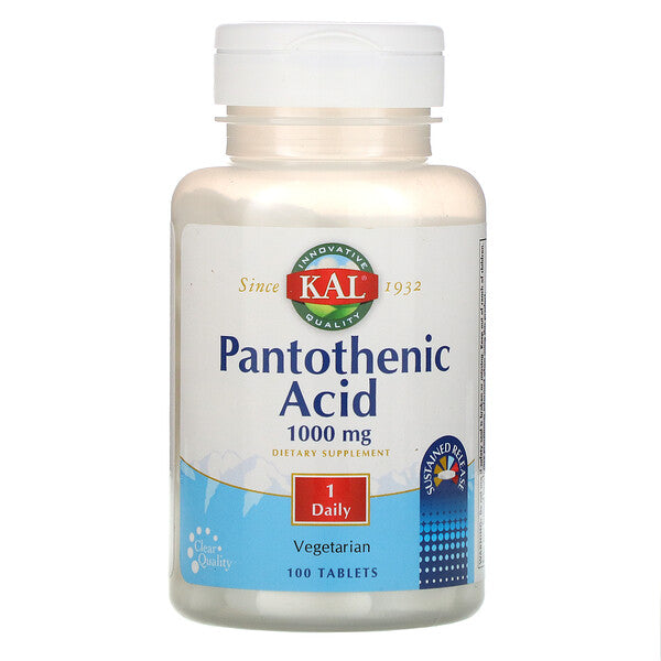 KAL, Pantothenic Acid, 1000 mg,  100 Tablets