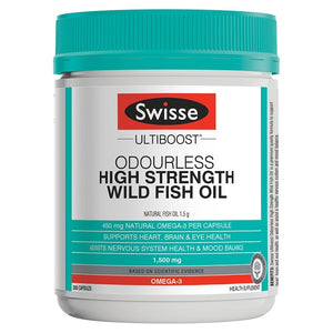 SWISSE ULTIBOOST ODOURLESS HIGH STRENGTH WILD FISH OIL 200S