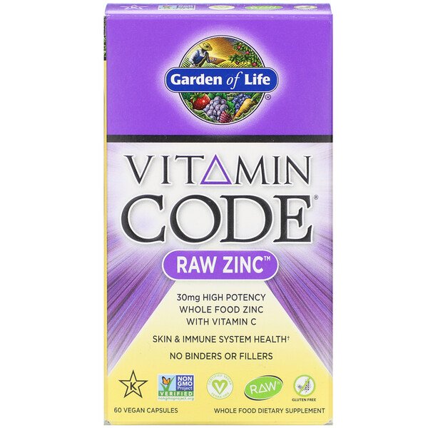 Garden of Life, Vitamin Code, RAW Zinc, 60 Vegan Capsules