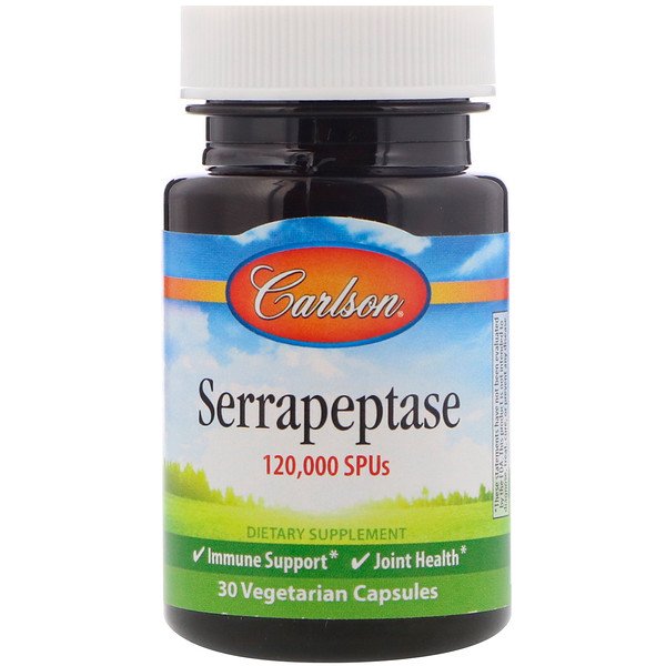 Carlson Labs, Serrapeptase, 120,000 SPUs, 30 Vegetarian Capsules