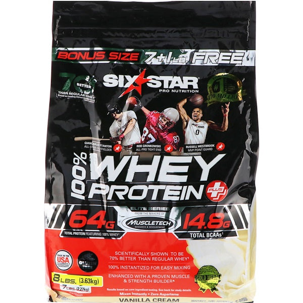 Six Star, Elite Series, 100% Whey Protein Plus, Vanilla Cream, 8 lb (3.63 kg)