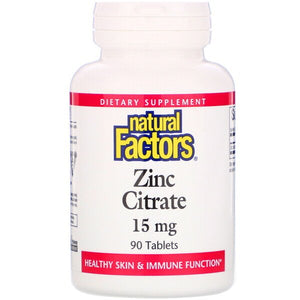 Natural Factors, Zinc Citrate, 15 mg, 90 Tablets