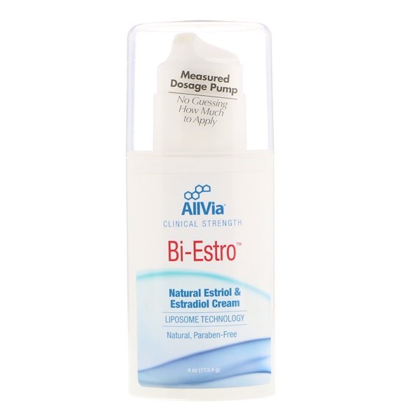 AllVia, Bi-Estro, Natural Estriol & Estradiol Cream, Unscented, 4 oz (113.4g)