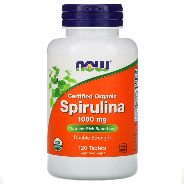 Now Foods, Certified Organic, Spirulina, 1000 mg, 120 Tablets