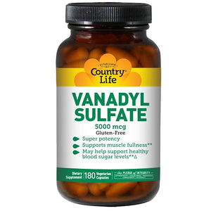 Country Life, Vanadyl Sulfate, 5,000 mcg, 180 Vegetarian Capsules