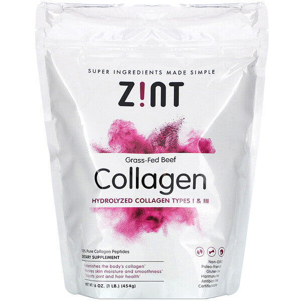 Zint, Grass-Fed Beef Collagen, Hydrolyzed Collagen Types I & III, 16 oz (454 g)