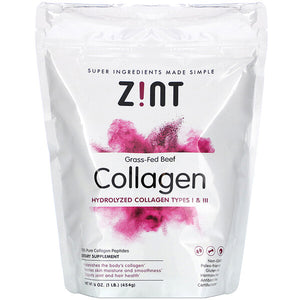 Zint, Grass-Fed Beef Collagen, Hydrolyzed Collagen Types I & III, 16 oz (454 g)