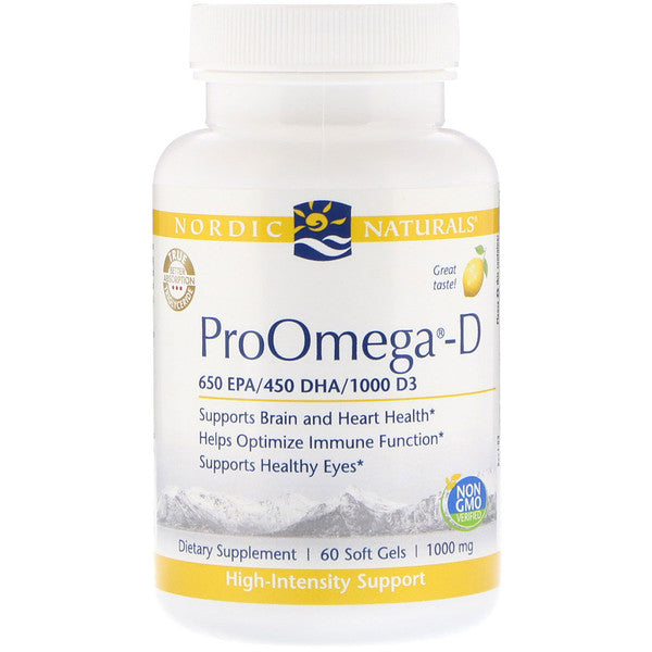Nordic Naturals, ProOmega-D, Lemon, 1,000 mg, 60 Soft Gels
