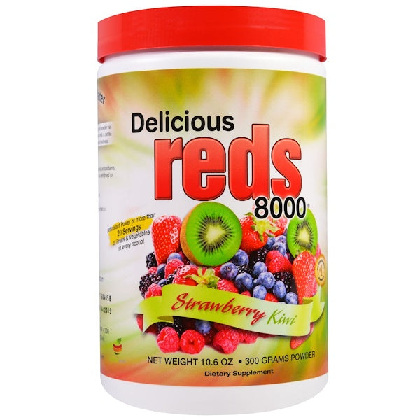 Greens World, Delicious Reds 8000, Strawberry Kiwi, Powder, 10.6 oz (300 g)