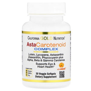 California Gold Nutrition, AstaCarotenoid Complex, Lutein, Lycopene, Astaxanthin Complex, 30 Veggie Softgels