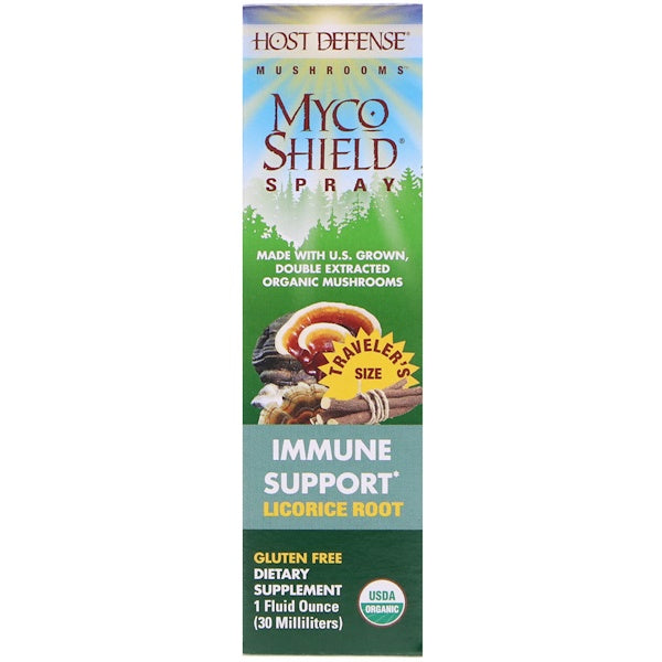 Fungi Perfecti, Mushrooms, Organic Myco Shield Spray, Immune Support Licorice Root, 1 fl oz (30 ml)