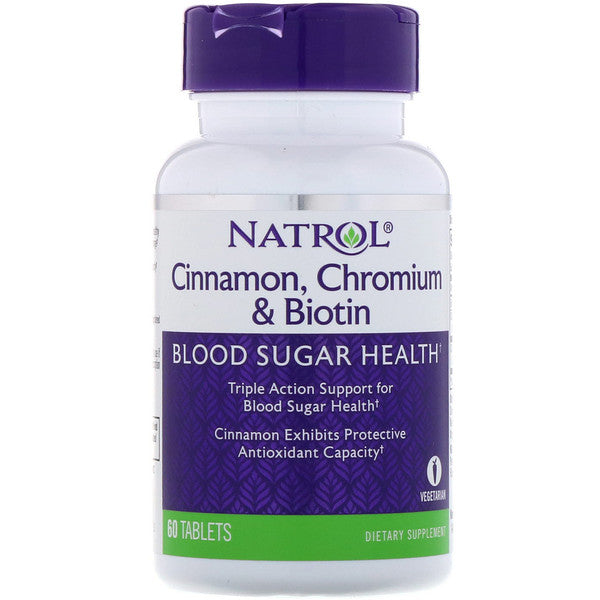 Natrol, Cinnamon, Chromium & Biotin, 60 Tablets